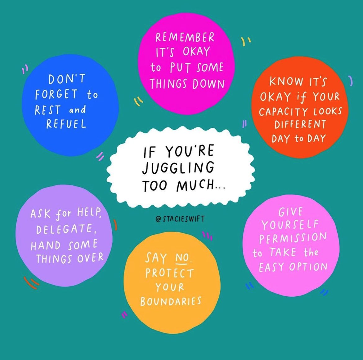 Raise your hand if you feel like you're juggling too much? Drop in the comments, what works for you when your life plate is full. 
- 
Image via Stacie Swift on IG