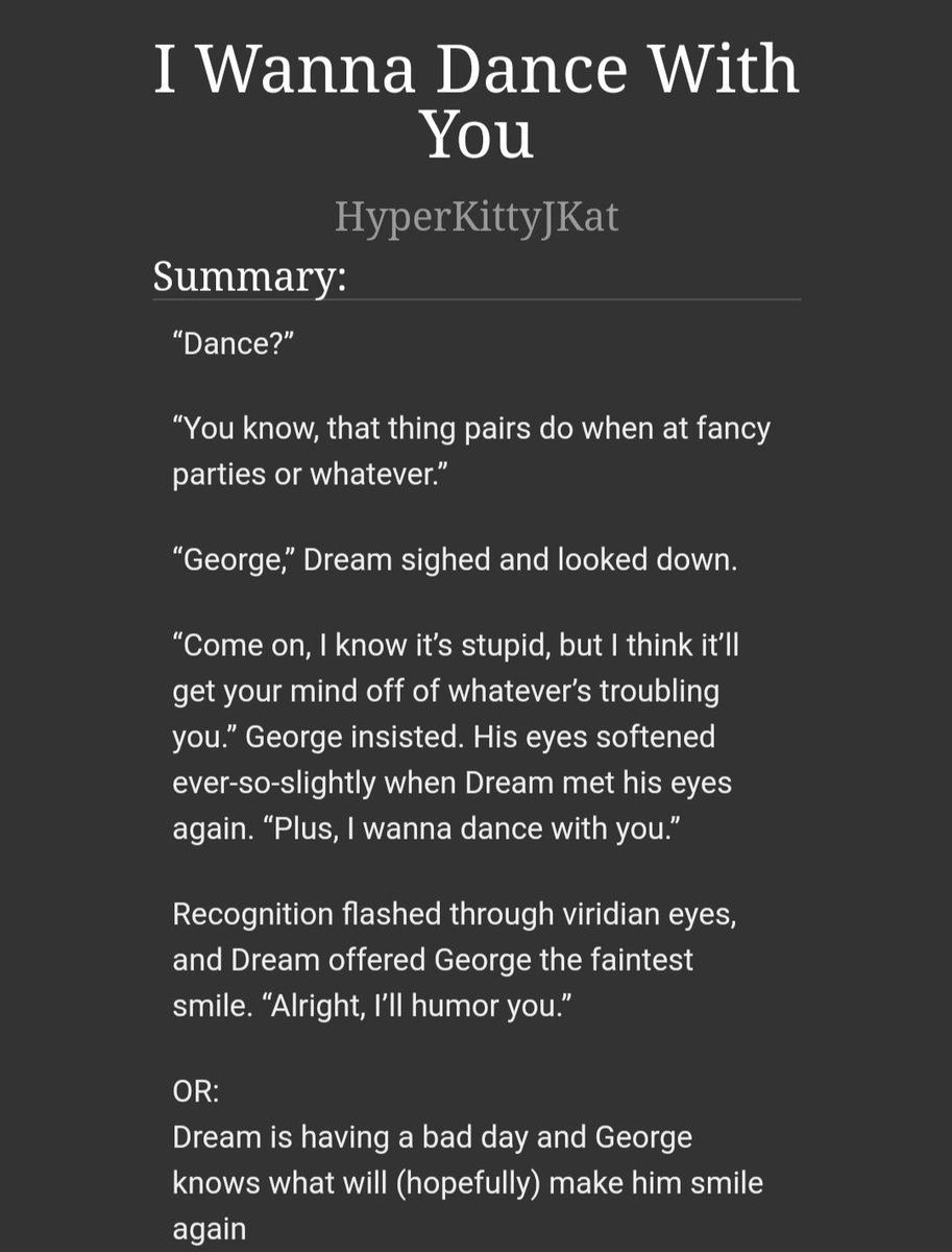 yoongisodapunch's tweet photo. I Wanna Dance With You | Dreamnotfound / dnf
Dream is having a bad day and George knows what will (hopefully) make him smile again
#DNFFLUFFWEEK day 6 !
https://t.co/9bXVWTgwBu https://t.co/I8okFhFHje