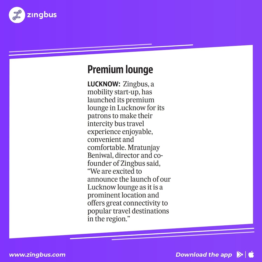 Launching zingbus lounge in Lucknow was a stepping stone for us. 

We are euphoric to have been featured in a renowned publications. 

#travelwithus #traveling #zingbus #zingbuslounge #trending #trendingreels #trendingsongs #viral #viralvideos #instagram #explore