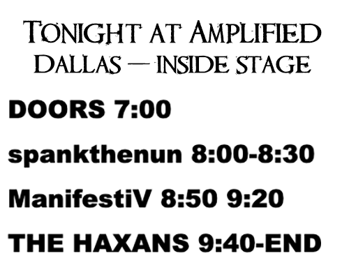 Stoked to play w/ @theHaxans & @spankthenun tonight 4/30 @Amplifiedlivetx inside stage! 🎫s still up at linktr.ee/ManifestiV alongside our new premix @givetakelife EP 'The Bitter Truth' (of which its title track's original version we debut tonight!) What a way to end April!🤘🏻