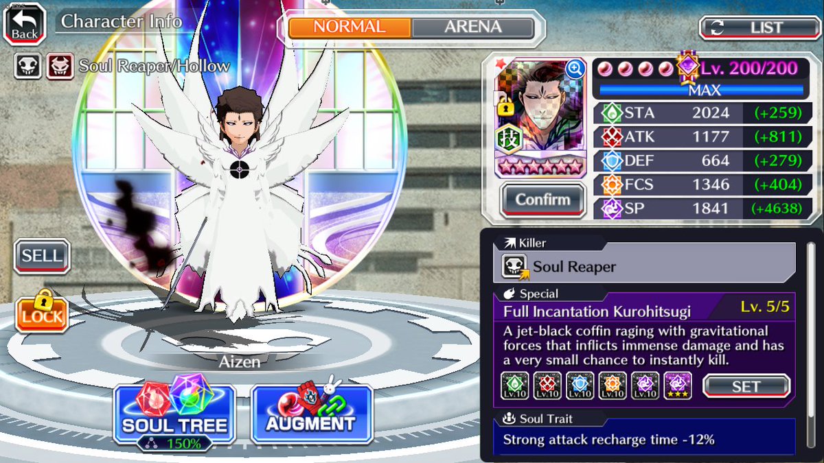 Panolain's tweet image. My favourite character for me to use is this version of Aizen. The 4th fusion ver. Gameplay still holds pretty neatly, hits like a truck and is overall still reliable for being a somewhat old unit! 

#connectwithbravesouls