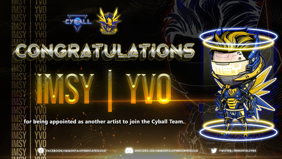ImmortalSynG's tweet photo. Congratulations to our very own Graphic Artist, Imsy| Yvo! 🎉

You have represented the Guild well, and now you're taking off to your new journey as the new G.A. for the Cyball team! 🚀 Big opportunity and big leap! 💯 https://t.co/RIkWqf1pdV