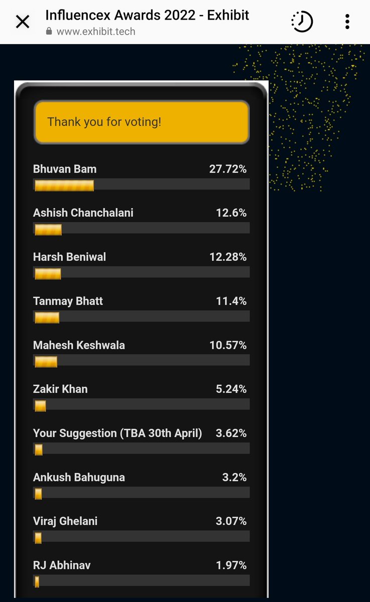 SwastiPathak3's tweet photo. Go and vote for @Bhuvan_Bam ❤
Here 👇 in Entertainer influecer of the year male ✨
https://t.co/dQmgsYJbLO

@Rohitonweb @BbkvProductions https://t.co/cKiVg1OfEe