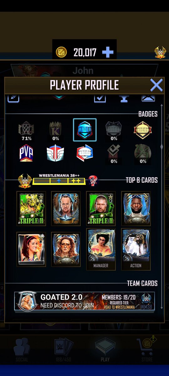 john_alfredol71's tweet photo. Looking for a team that actually finished trtg and plays tbg 2x a week #WWESuperCard https://t.co/NvQJuEw63Y
