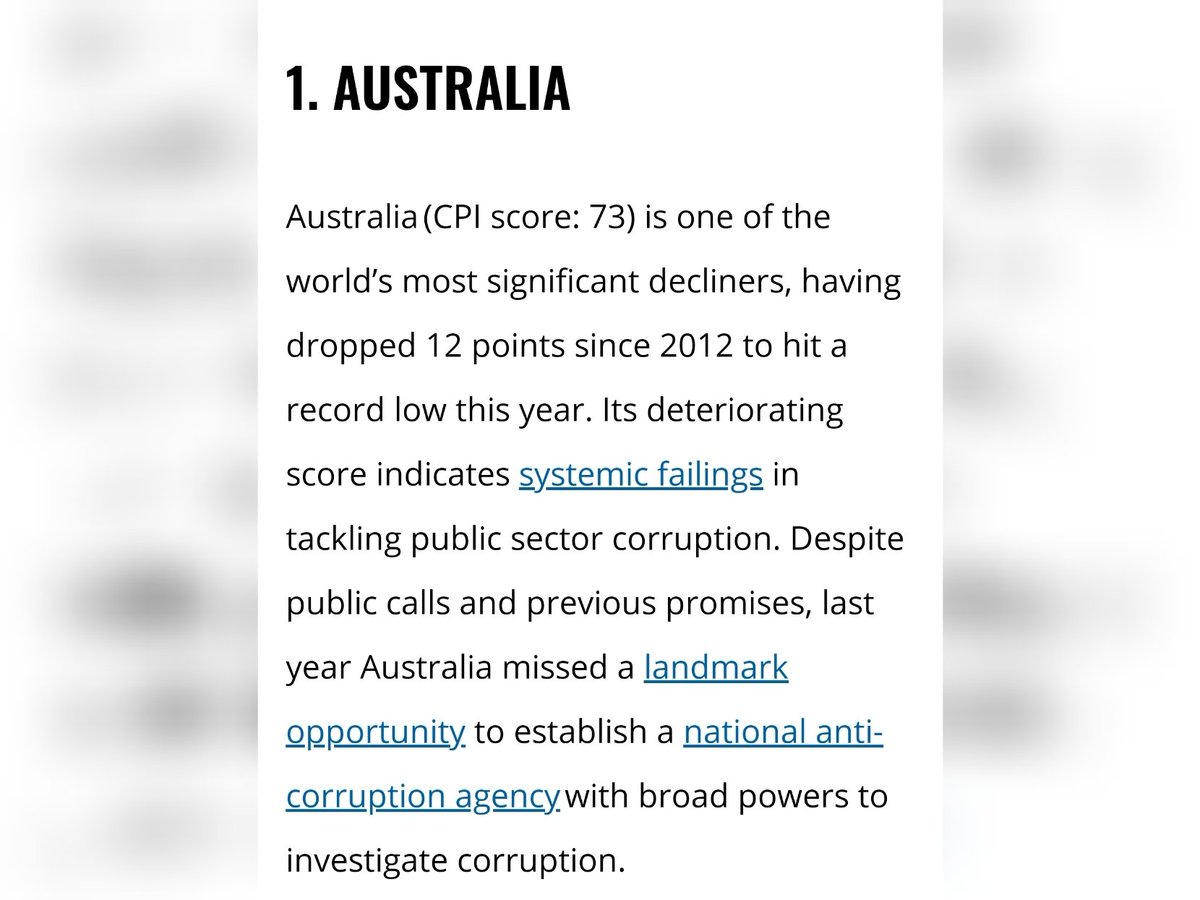 Whatever your political leanings, if you care about the integrity of democracy, this should alarm you...

The only way to stop this decline is by removing Morrison. There will be no Federal Integrity Commission while his Government is in power.

transparency.org/en/blog/cpi-20…