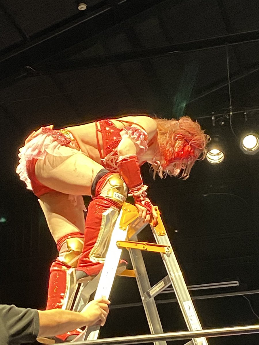 pocketba123's tweet photo. グレースプロジェクトchapter 7 with 松本都興行
松本都選手！ラダー失敗😭
 #gakepro #GPP https://t.co/FZhtRqiTdf
