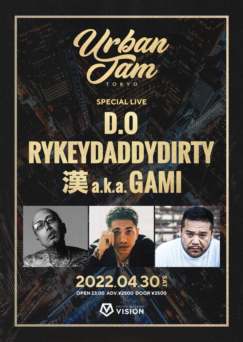 parcrew's tweet image. 【EVENT】
「URBAN JAM -GW SP NIGHT-」
📆：04.30 SAT(Today's)
📍：@ Sound Museum Vision
🎫：【facebook.com/bobby.masataka】宛てにご連絡を頂ければご案内いたします。
▶details：parcrew.com/event/6309.php
#URBANJAM #shibuya #東京 #Tokyo #parcrew #パークルー