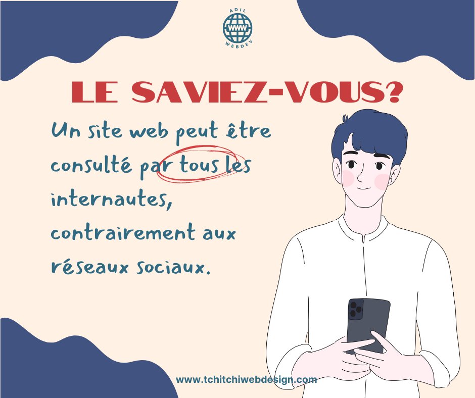 AdilWebdev's tweet image. Le saviez-vous? 💡

Un site web peut être consulté par tous les internautes, contrairement aux réseaux sociaux.

#siteweb #siteinternet #wordpressdevelopper #developpeurwordpress #webdesigner #designerweb #wordpress #freelance #freelancer #freelancing