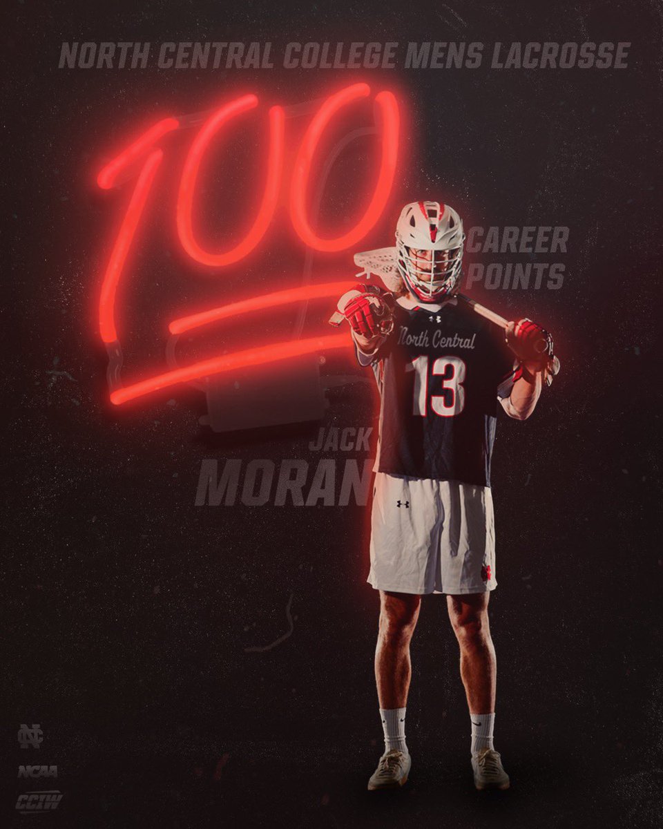 NCC_Athletics's tweet photo. With Jack Moran’s two goals and three assists last night in their 14-8 win, he now has surpassed 100 career points! 

#WeAreNC | @NCCMensLacrosse https://t.co/qhJEuh8Epg