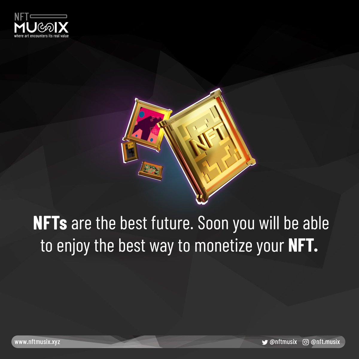 Yuk gabung bersama NFT Musix untuk bisa berkarya &amp; menikmati karya musik melalui NFT. 

NFT Musix, The Future Audio NFT!

#NFTMusix #XpresiMusix #YukNFT
#NFT #Music #Audio #Blockchain