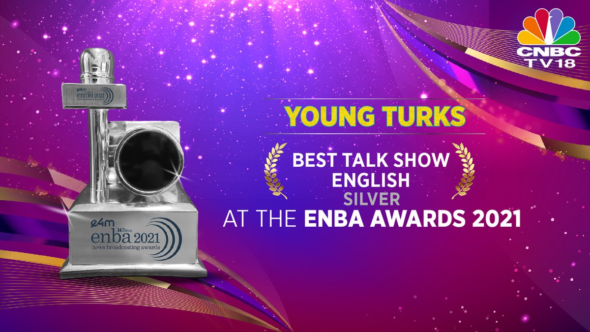 CNBCTV18News's tweet photo. Young Turks (@CNBCYoungTurks) wins a silver  in the 'Best Talk Show - English' category

#ENBAAwards @CNBCTV18Live @ShereenBhan @e4mevents @e4mtweets https://t.co/NZMrDzCVlK