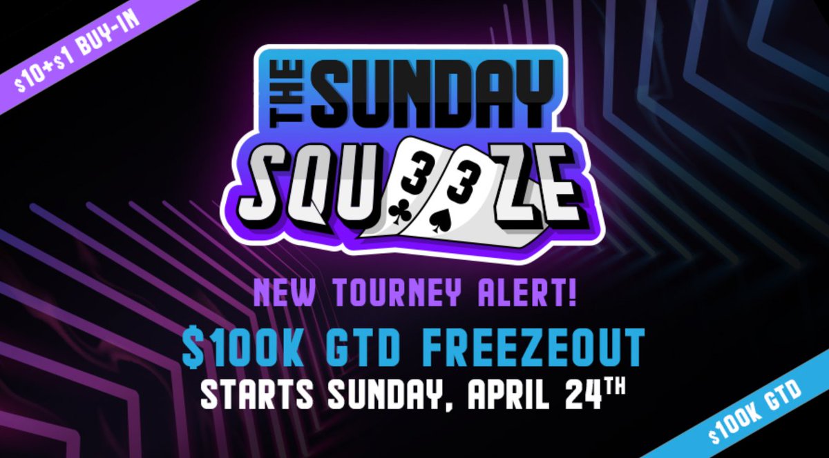 🚨GIVEAWAY🚨

Giving away $25 CASH and one $11 ticket to tomorrow's Sunday Squeeze on <a href="/ACR_POKER/">ACR Poker</a>! Last week this MTT had a $60k overlay!

Simply retweet to be in with a chance to win (Must be following) #ACRGiveaway #SundaySqueeze