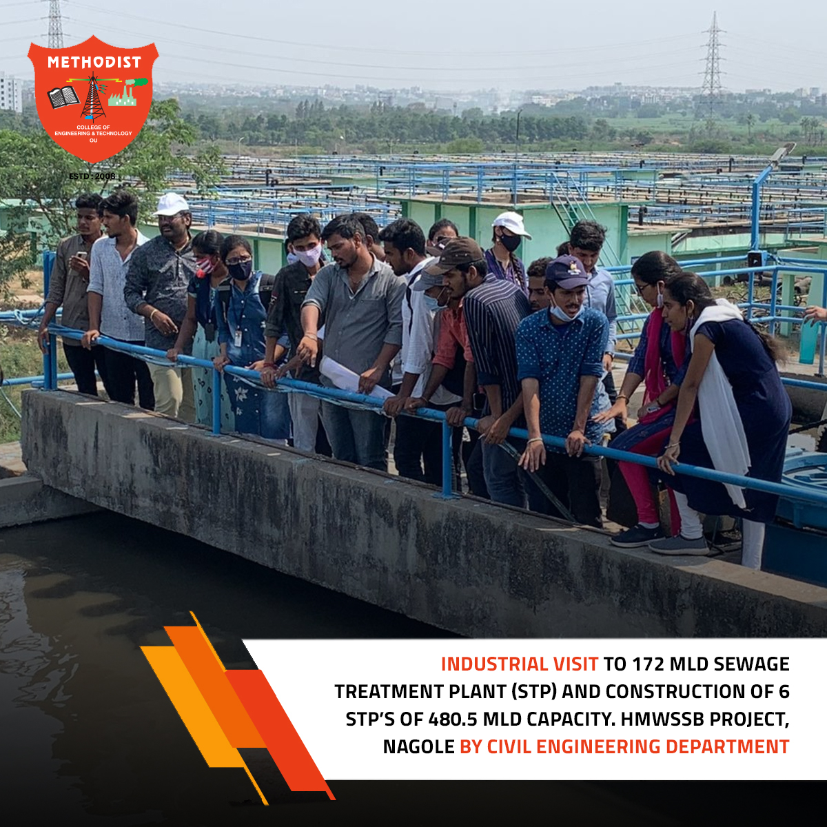 MCETHyderabad's tweet photo. VI sem Students of #CivilEngineeringDepartment visited 172 MLD Sewage Treatment Plant (STP), Nagole & Construction of 6 STP’s of 480.5 MLD capacity. #HMWSSBProject, Nagole, Hyderabad.
Visit us : https://t.co/1gHvCDs4UV
#MCET #IndustrialVisit #SewageTreatmentPlant #Construction https://t.co/xkPBbAs0B3
