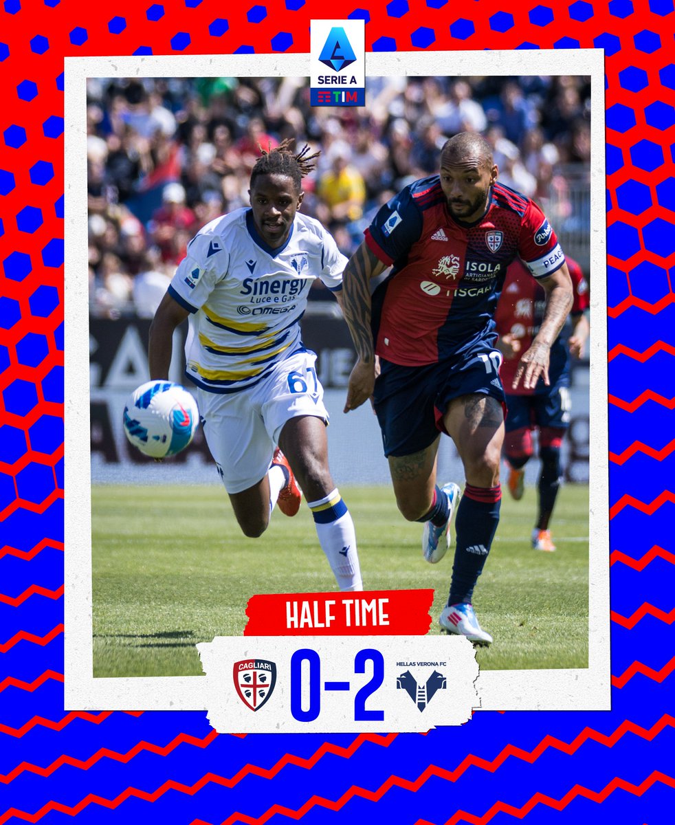 CagliariCalcio's tweet photo. ⏸ | INTERVALLO

Siamo sotto di due gol.
Non molliamo, non molliamo!

#CagliariVerona 0-2 https://t.co/z7hM6qTWlI