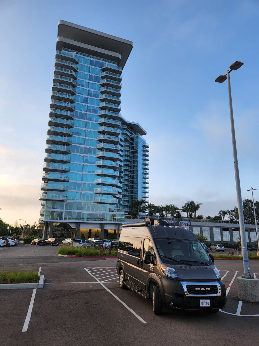 No where better to park a new motor home than in front of a new apartment building
