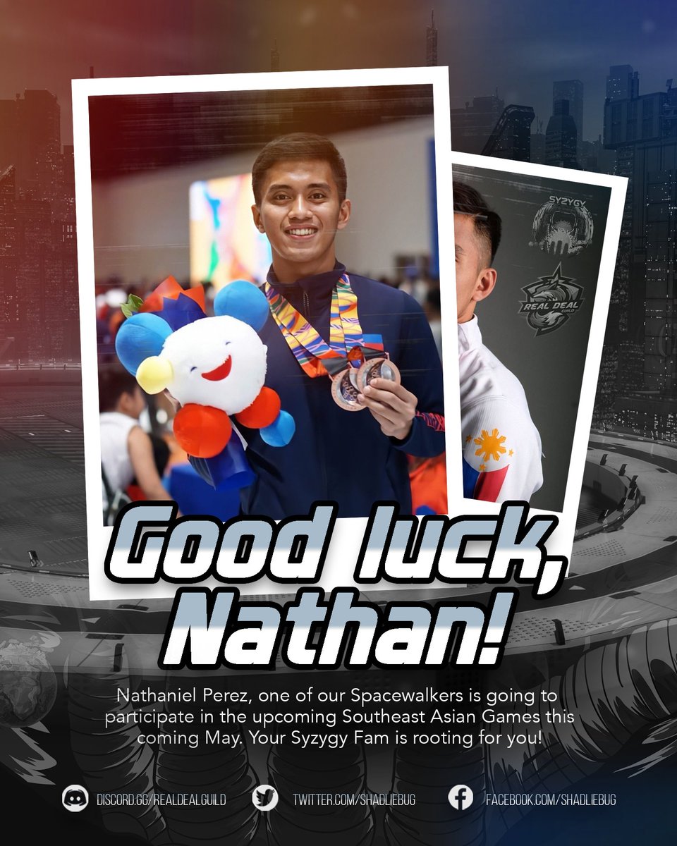 shadliebug's tweet photo. Let's all cheer for @yttannnn, one of our Syzygy Spacewalker, as he represent the Philippines in the upcoming SEA Games this May 2022!

GOODLUCK NATHAN! We are already proud of you!

Spam #GoodluckNathan in the comments below to show support lezzzgo!!! https://t.co/BOn9Xl77vM