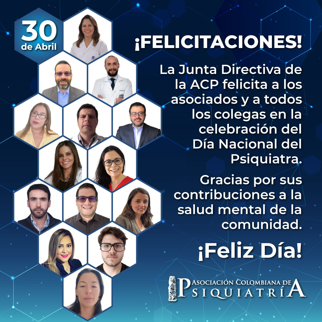 ACPPsiquiatria's tweet photo. Hoy 30 de abril, en la celebración de los 61 años de la #ACP, queremos exaltar y reconocer la labor de los Psiquiatras de nuestro país, asumiendo día a día un compromiso de ayuda y atención oportuna en pro de la salud mental.

¡FELICITACIONES!

#30Abril #FelizDía #LaACPSomosTodos https://t.co/mifxJKeS6C