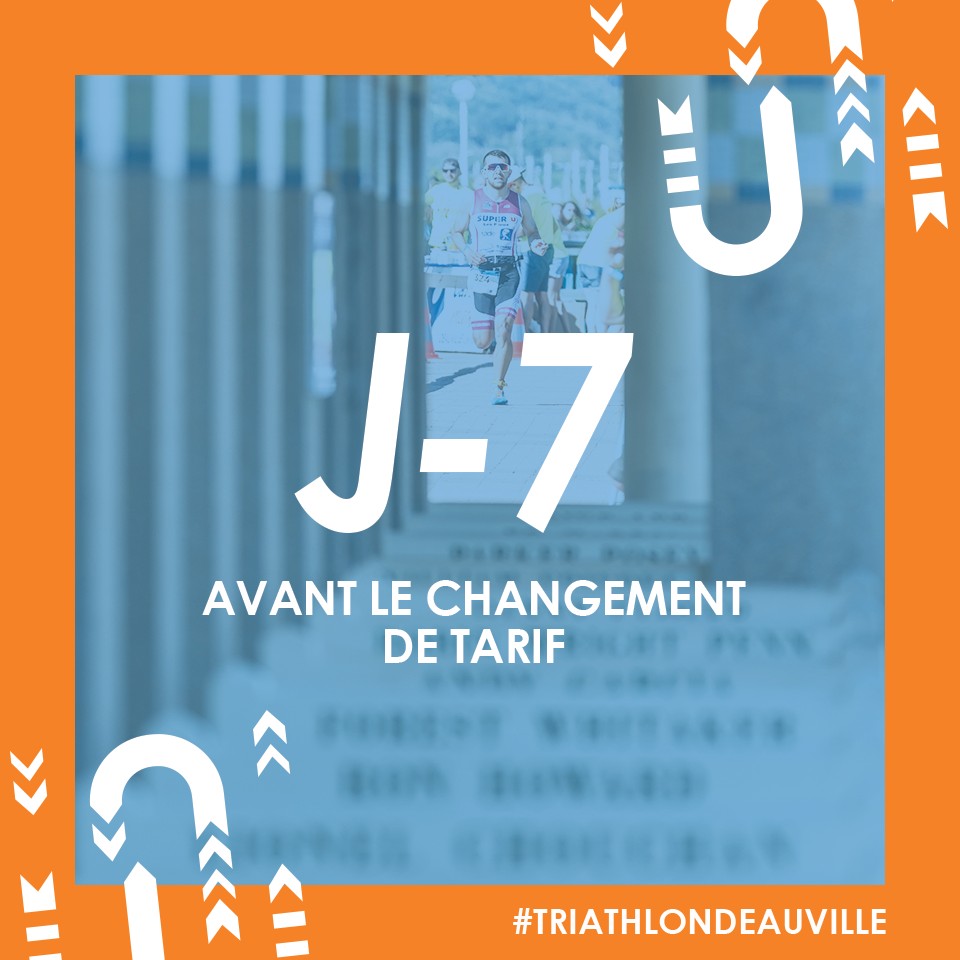 𝐉-𝟕 𝐂𝐇𝐀𝐍𝐆𝐄𝐌𝐄𝐍𝐓 𝐃𝐄 𝐓𝐀𝐑𝐈𝐅 ⏰
A partir du samedi 7 mai, les tarifs des dossards du Triathlon Deauville Normandie vont augmenter ! 📆

HURRY UP ! ⏱

Pour vous inscrire c'est par ici 👉swll.to/TDN-inscriptio…
#TRIATHLONDEAUVILLE