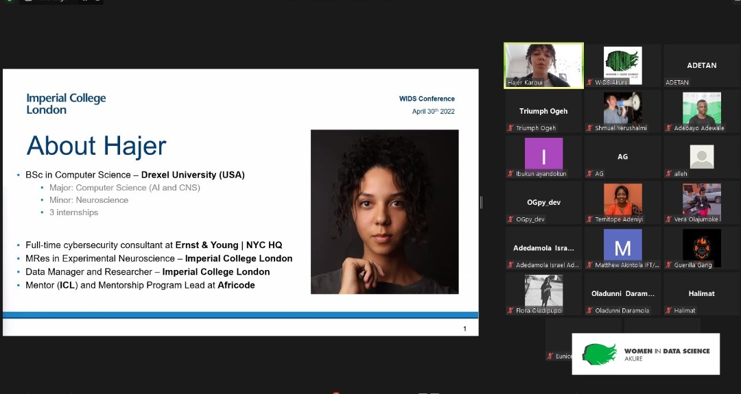 WidsAkure's tweet image. We had the privilege to host @HeajerKaroui , a beautiful moment !!!  

#WiDS2022  #widsAkure2022 , #widsconference  #MachineLearning  #DataScience