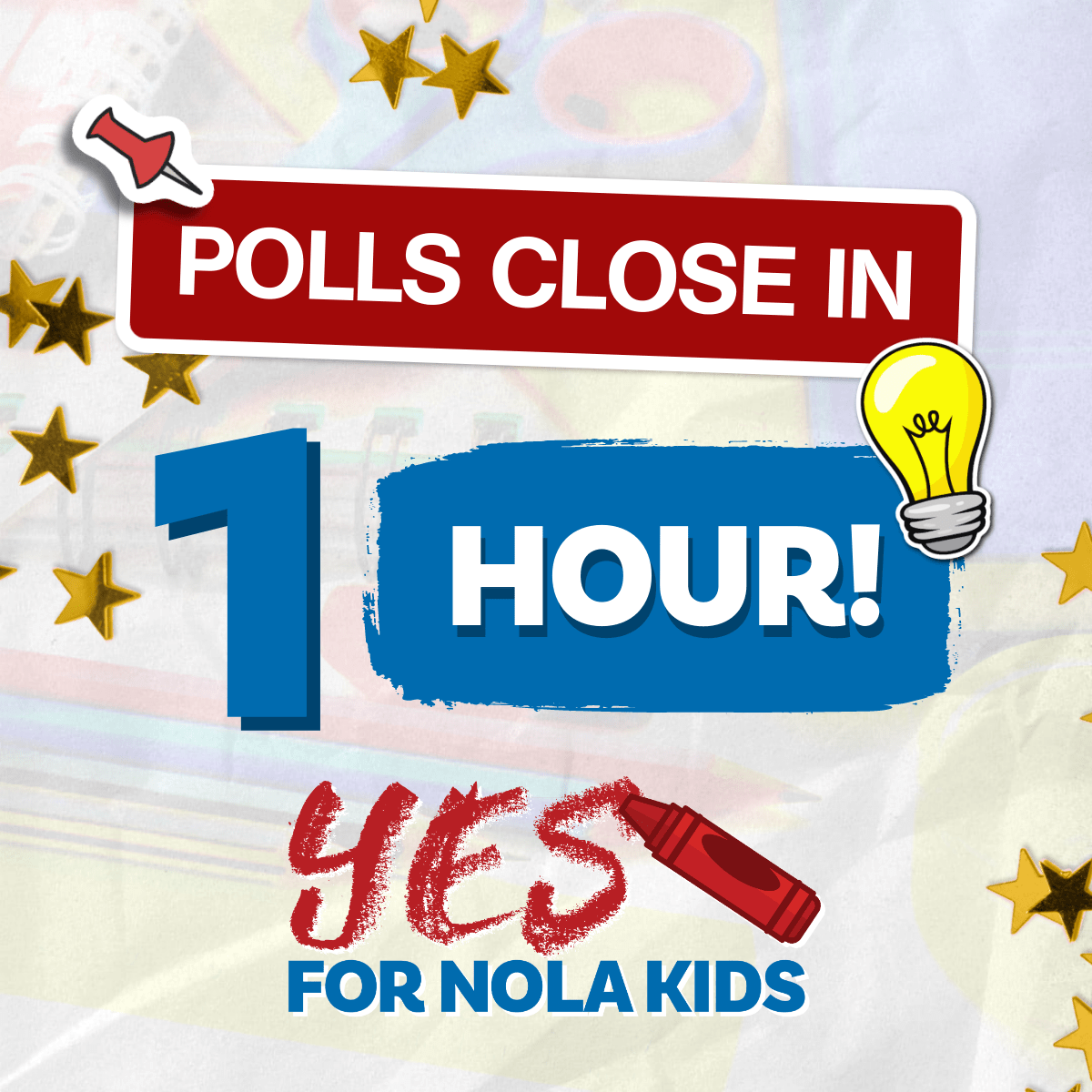 Investments in early care and education are proven to reduce poverty, one of the root causes of crime, so go vote YES before polls close at 8:00 p.m.! 

Find your polling location at geauxvote.com. #NOLA