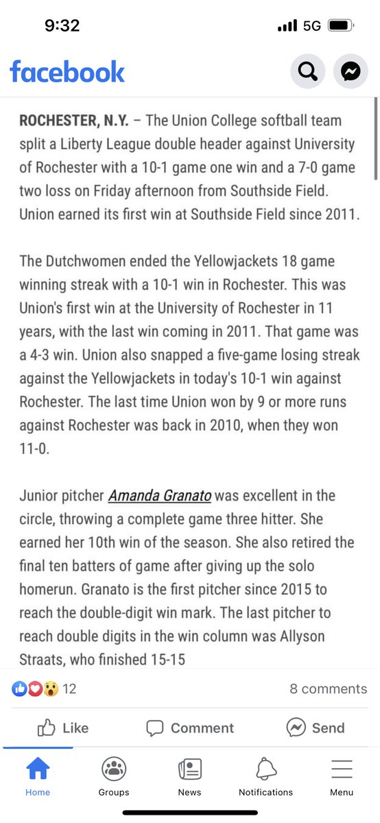 MHSDodgerSBall's tweet photo. Dodger Softball Alumni Alert!! So proud of this girl doing great things up at Union College! Keep up the great work. Your Madison family is proud of you! #alwaysadodger @UnionCollegeSB https://t.co/MfCN9x2DbF