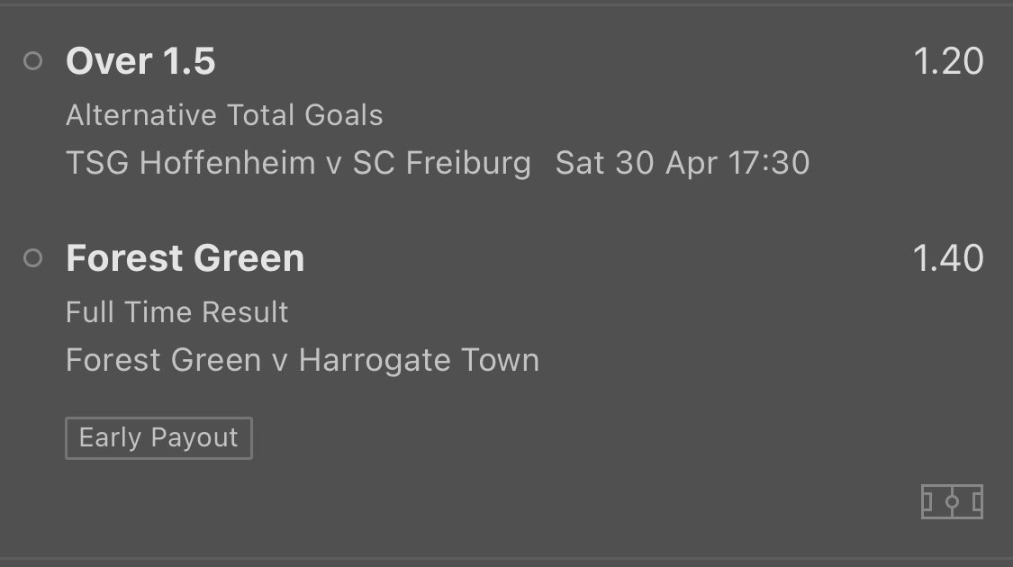 TipsRaw's tweet image. Football Bets ⚽️

- Double @ 1.68
- Double @ 1.53
- Palace or Draw @ 1.53
- Acca @ 8.99 

Starting soon ❗️

Like + RT to support the page🤝