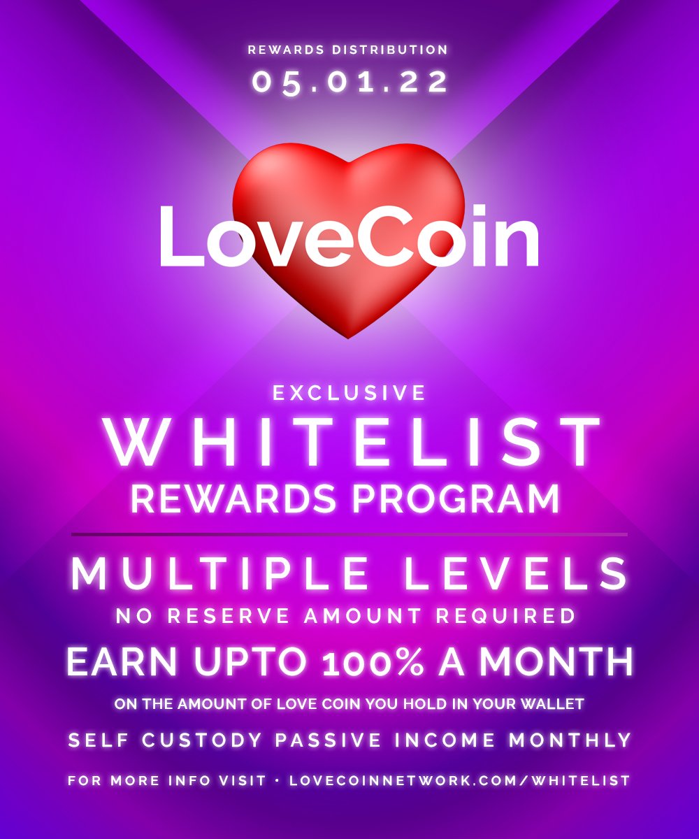 🎊❤ #LoveCoin GIVEAWAY ❤🎊

Join the WhiteList + Millionaire Club! 🎊❤️

5 Winners will Win 10,000 #LOVECOIN each! 🤗 

TO JOIN:👇
💌 Follow @LOVECOINREWARDS
@LoveCoinPrice <a href="/lovecoincreator/">❤️💙💜💦🪄🍃🎩🧙‍♂️☯️🐥👁️🐸</a>
💌 Like &amp; RT
💌 Tag Friends 

72hrs⏰ 
Goodluck! ❤️
LoveCoinNetwork.com