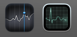stiefkind's tweet photo. macOS Icons: Links die Anwendung für Aktienkurse, rechts der Activity Monitor (CPU-Auslastung, Prozess-Liste und so Kram). Beide Anwendungen sind Bestandteil eines fabrikneuen macOS, und ich finde, Apple hätte sich da etwas mehr Mühe geben können. #uxfromhell https://t.co/2rkemz4exE