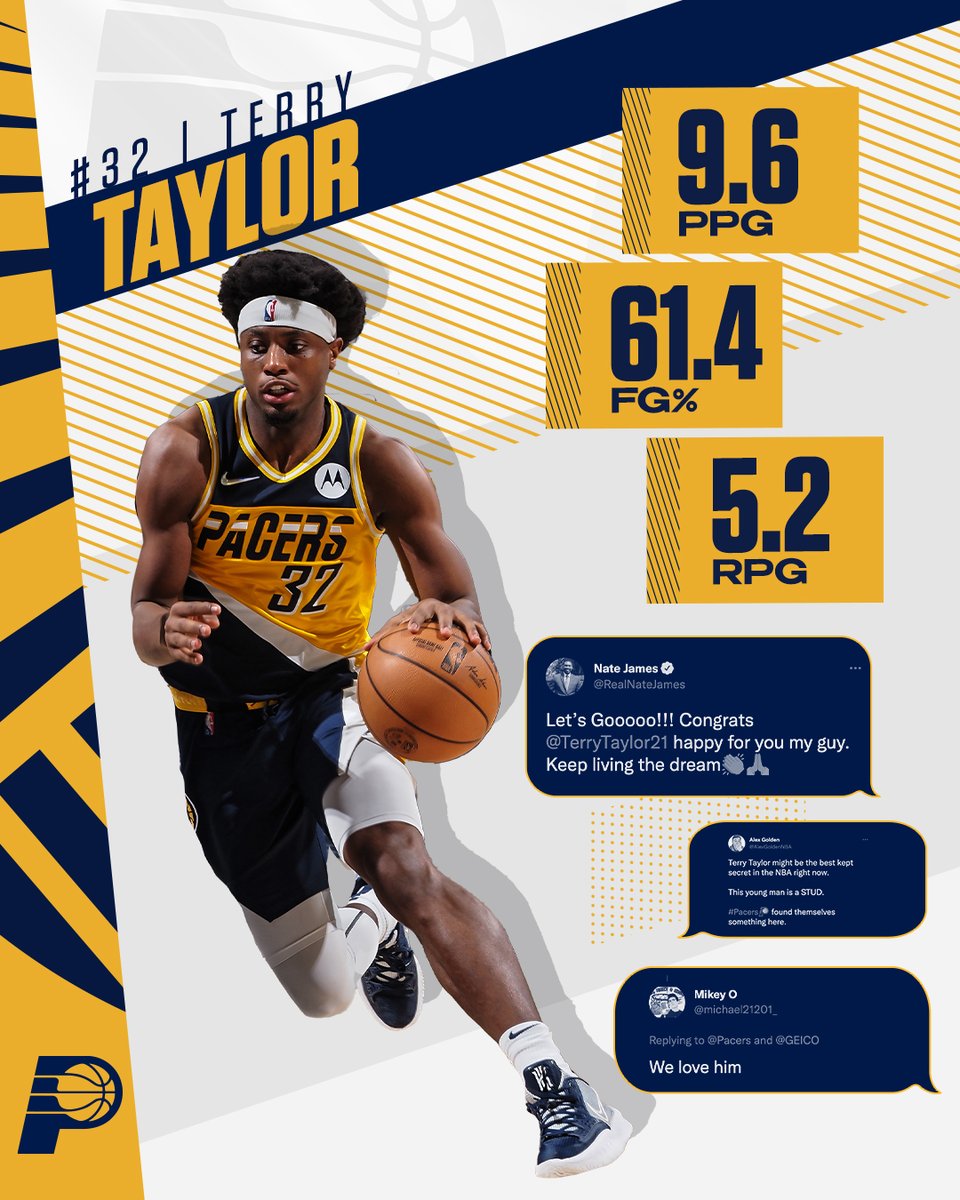 X 上的Indiana Pacers：「Terry Taylor seized his opportunity this season,  turning a two-way contract into a standard one. The undrafted rookie from  Austin Peay averaged 9.6 points and 5.2 rebounds, while shooting