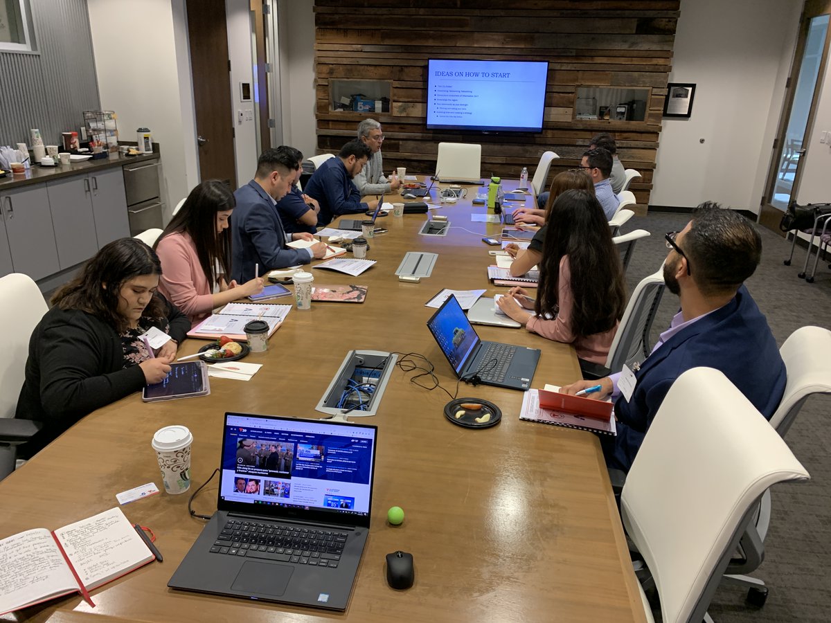 JRodMedia's tweet photo. @UTANewsSpanish starting a day-long @NBCUAcademy workshop at @Telemundo39. If we want #MoreLatinosInNews, we need to be more like @Telemundo @NAHJ Thanks to @fmejiatelemundo @wilocasio @ozziemmartinez for sharing their experience with @utacomm students #HMCUTA #UTANE https://t.co/EeAwq1eKGZ