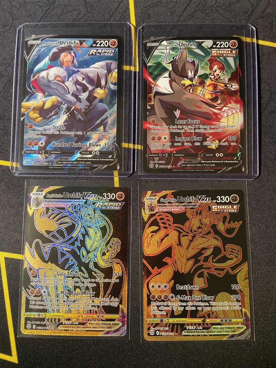 JermzKetchum's tweet photo. ✨Brilliant Stars Urshifus✨
$25 shipped BMWT for the whole lot! Paypal F&amp;F! DM me!

Can sell separately but will only ship $5 BMWT! RTs Appreciated!

@BUYSELLTRADETCG @KevCollects @chasedclay96 @heffoozle https://t.co/9P6fGsiEQ5