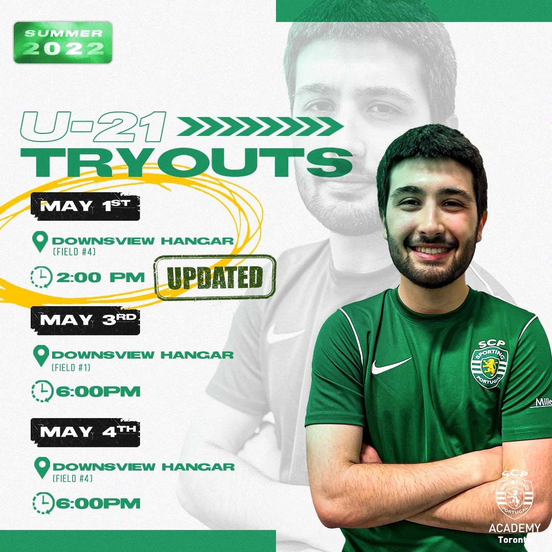 SCP_Toronto's tweet photo. 🚨IMPORTANT UPDATE 🚨

The U-21 tryout on May 1st has been moved to 2pm at the hangar. See details below 🦁✅ https://t.co/w58aYa8nsF