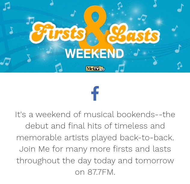 VenusInMomJeans's tweet photo. @MeTVFM On 87.7FM @MeTVFM https://t.co/fBT7nll9Ay #FirstsAndLasts Weekend, the #FirstAndLast Top 40 hit of #Dion https://t.co/mOeijMdYOx