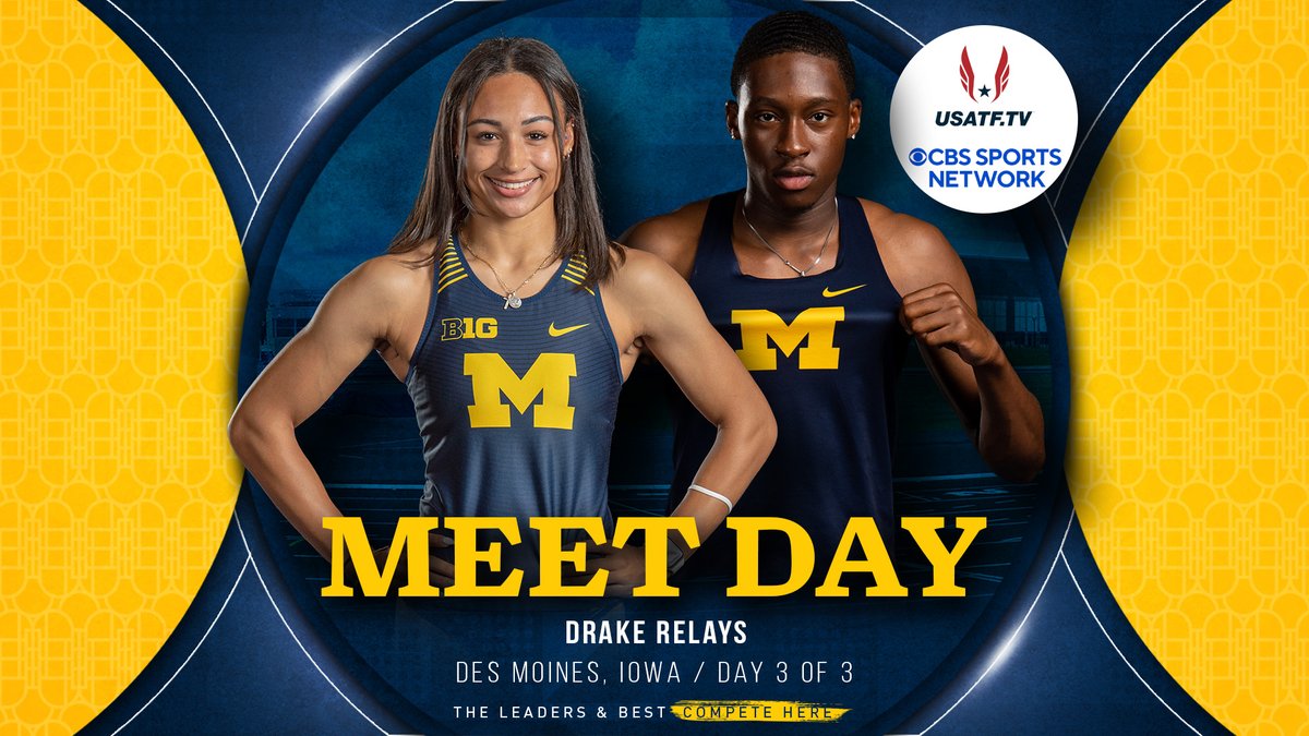 🔵 MEET DAY AT DRAKE 🟡

Last day, best day at the Drake Relays. Let's go!

🏟 Drake Relays (Day 3/3)
🕒 12:10 pm CT

FOLLOW
📺 myumi.ch/WJdjn
📺 CBS Sports Network (1-3pm CT)
⏱ myumi.ch/wMZpW

#GoBlue