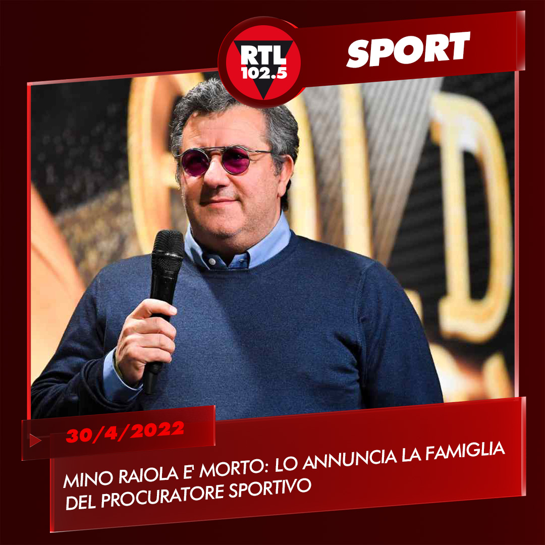 ⚫️⚽️ E' morto a 54 anni l'#agente dei #calciatori #MinoRaiola. Era malato da tempo. La famiglia: 'Con infinito dolore annunciamo la morte di Mino, ha lottato fino alla fine'