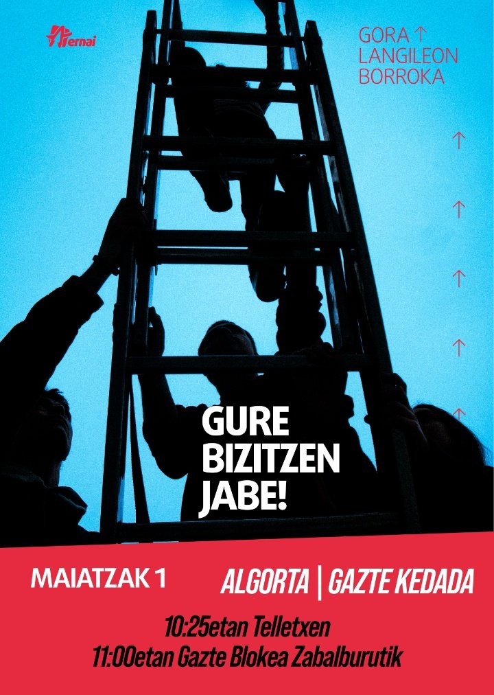 AlgortaErnai's tweet photo. M1 |  GAZTE KEDADA❗

GURE BIZITZEN JABE IZAN NAHI DUGULAKO... 

GORA LANGILEON BORROKA! ✊

10:25etan Telletxen. 11etan Zabalburutik gazte blokea. https://t.co/LNGr0yLg9A