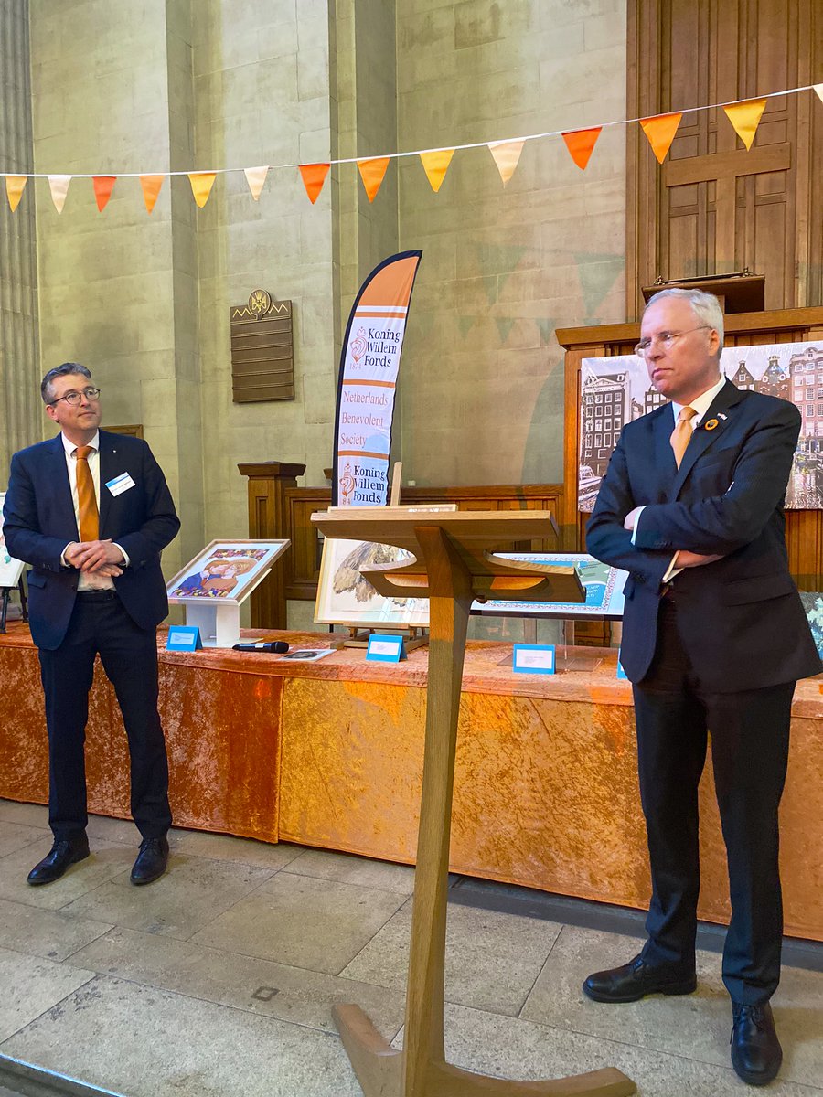 KvanOosterom's tweet photo. Wonderful King’s Day celebration here in the Dutch Church in London with huge turnout of Dutch community. Playing games, music, auction for benevolent society de King Willem Fonds and singing our national anthem. https://t.co/c1CSKJnNHs