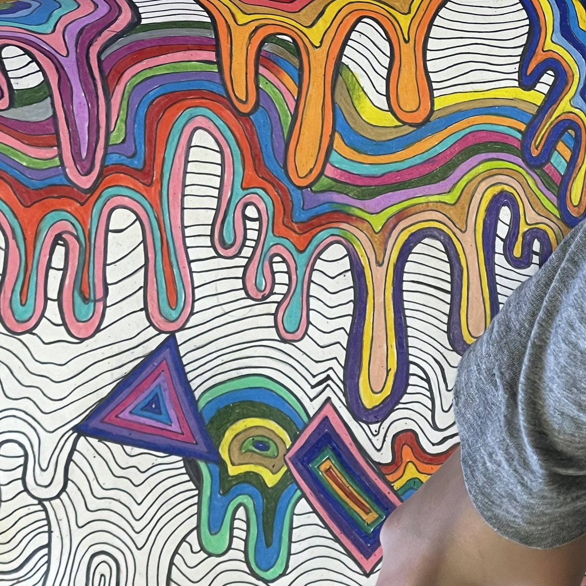 MissDressel's tweet photo. HHMS artists made a lot of progress adding color on the Jen Stark Cascading Drips 👍 #shinebrightedison https://t.co/KFptoRTYpb