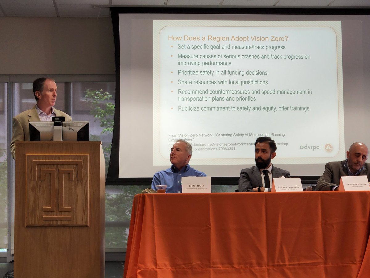 bcgp's tweet photo. Words matter. Kevin Murphy from @DVRPC - "Calling it Vision Zero means that you have set the goal of zero traffic deaths as opposed to other names such as #towardszerodeaths" #visionzerophl https://t.co/Rn3fRTOmw4