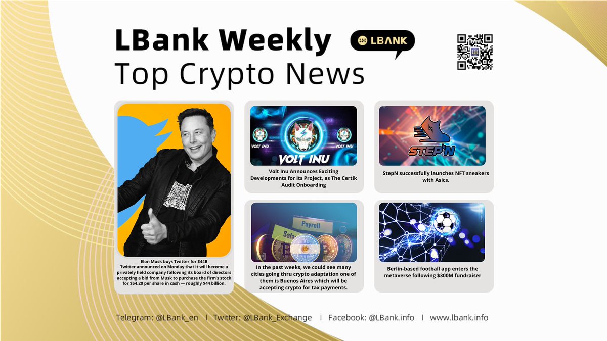 LBank_Exchange's tweet photo. 📰Top trending #CryptoNews  over the week:

#ElonMusk #VOLTINU100X #STEPN #Crypto #Metaverse https://t.co/fPpWhPRkCH