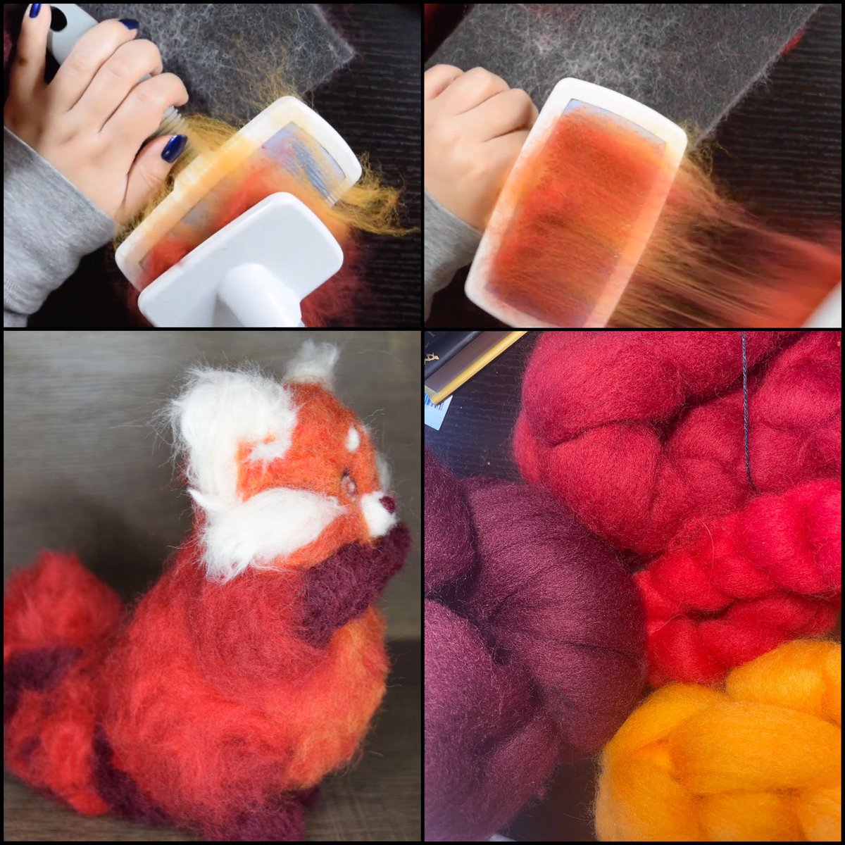 I used pet brushes to mix the wool for my latest project and I think it came out well ☺️

I have a full tutorial of felting Mei and using the wool mixing below! 

youtu.be/V9348SurEgM

#TurningRed #NeedleFelting #Pixar