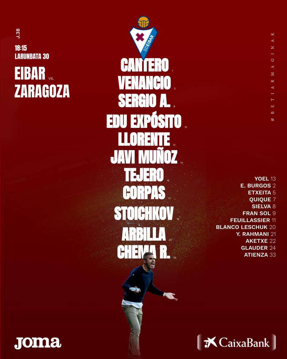 HAMAIKAKOA ⚔️ ALINEACIÓN

#EibarRealZaragoza #BetiArmaginak