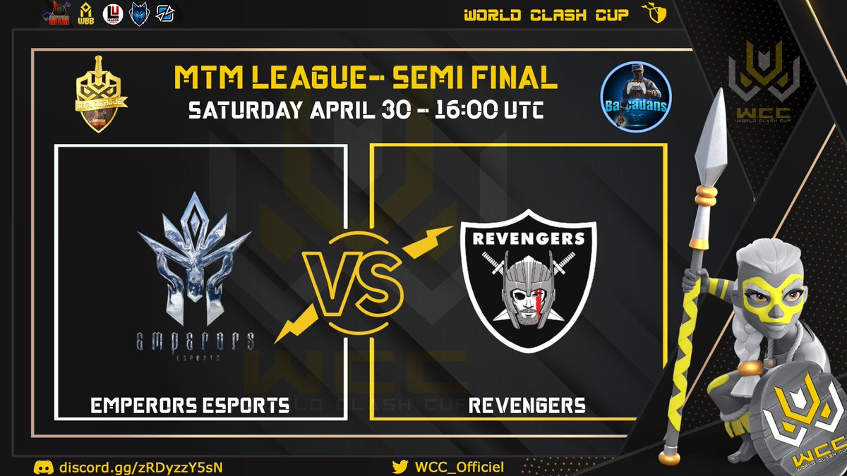 1ST SEMI FINAL in MTM LEAGUE TONIGHT

🕕16:00 UTC - 🕗 18H CEST (FR)
EMPERORS ESPORT 🆚 @REVENGERS120

Who will go to the final?

twitch.tv/barcadans
<a href="/barca_gaming/">Barça dan’s gaming</a>
1 gold pass to be won during the live.
RT appreciated let's go !