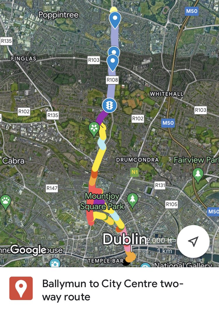 Q46 Bus Route Map Irishcycle.com On Twitter: "My Suggestion Is A Continuous Route From  Ballymun To The City Centre — Map Shows What The Main Constrains  (Red=Harder). But Strong Political Will Would Be Needed Along The