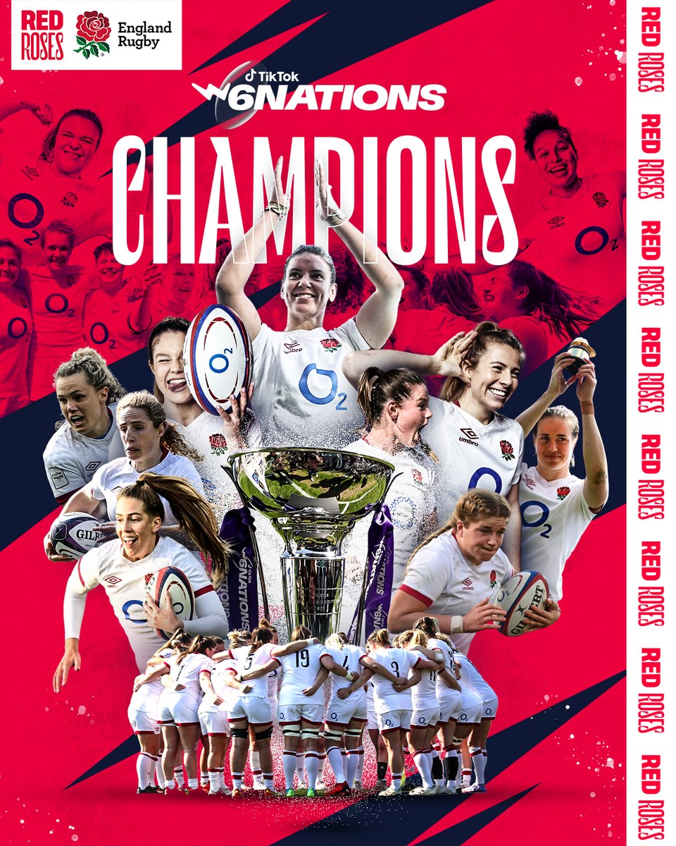 EnglandRugby's tweet photo. 🏆 CHAMPIONS 🏆

Record breakers. History makers. This team is special 👏👏👏

#RedRoses https://t.co/HbC3zWadph
