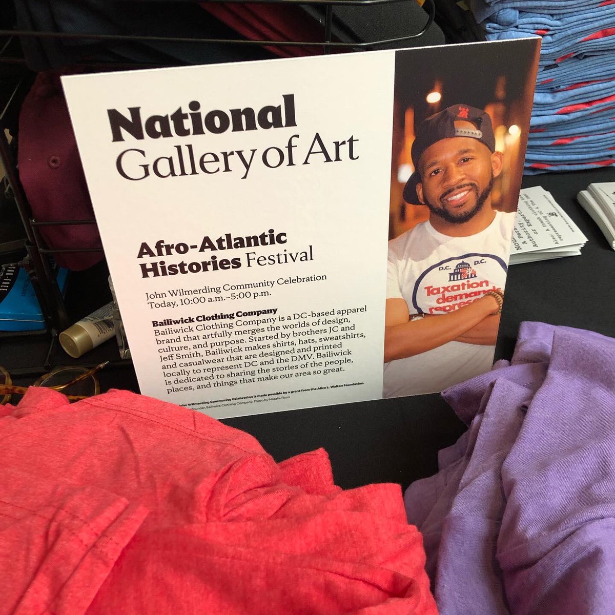 BailiwickCrewDC's tweet photo. We’re live at the @ngadc Afro-Atlantic Histories Festival! 

Stop by and see us today and check out some of our new shirts!

Plus, we have a few of the #Spirit 👑 shirts if you want to pick one up in person.

We’re here till 5pm!

#bailiwickcrew #madeindc #ngadc https://t.co/tFrzzVdfFO