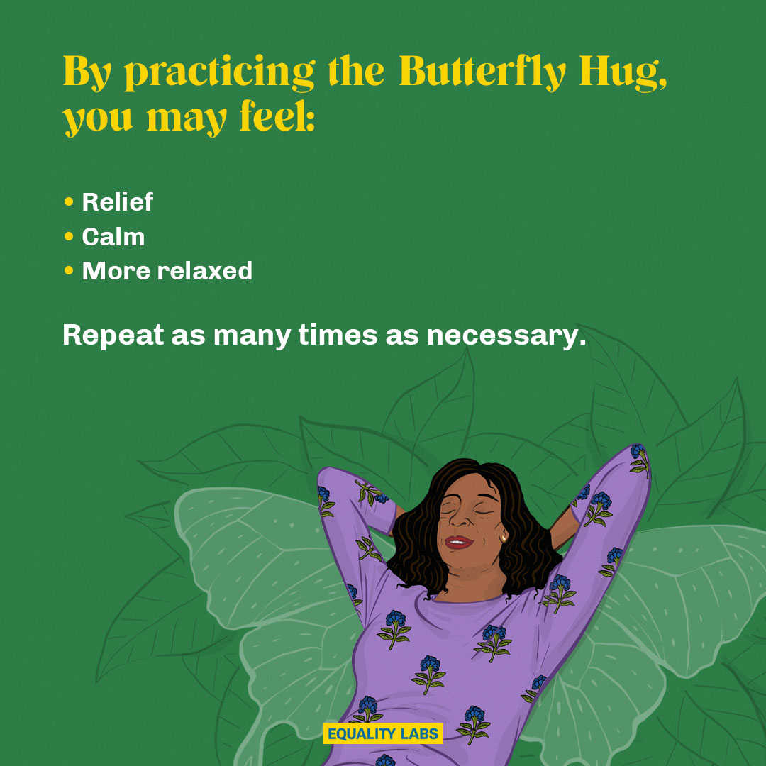 Developed by Lucina Artigas while working w/ hurricane survivors in Mexico, the Butterfly Hug is a self soothing tool to calm your nervous system.  

#HealingJustice #EqualityLabsHealingJusticeSeries #ButterflyHug 
#DalitHealingJustice 

Reference: emdrfoundation.org/toolkit/butter…