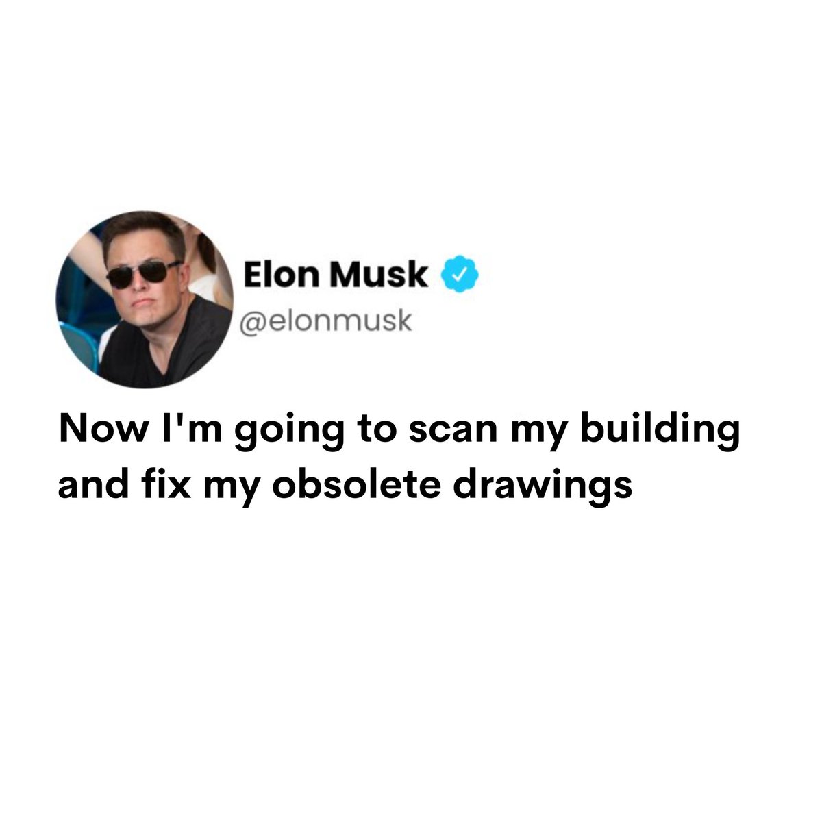 Laser scanning takes less time than what Elon musk takes to buy Twitter

Get Digital Get Smart!

#Elonmusk #meme #marketingmeme #Laserscanning #ScantoBIM #Desapex #digitalengineering
