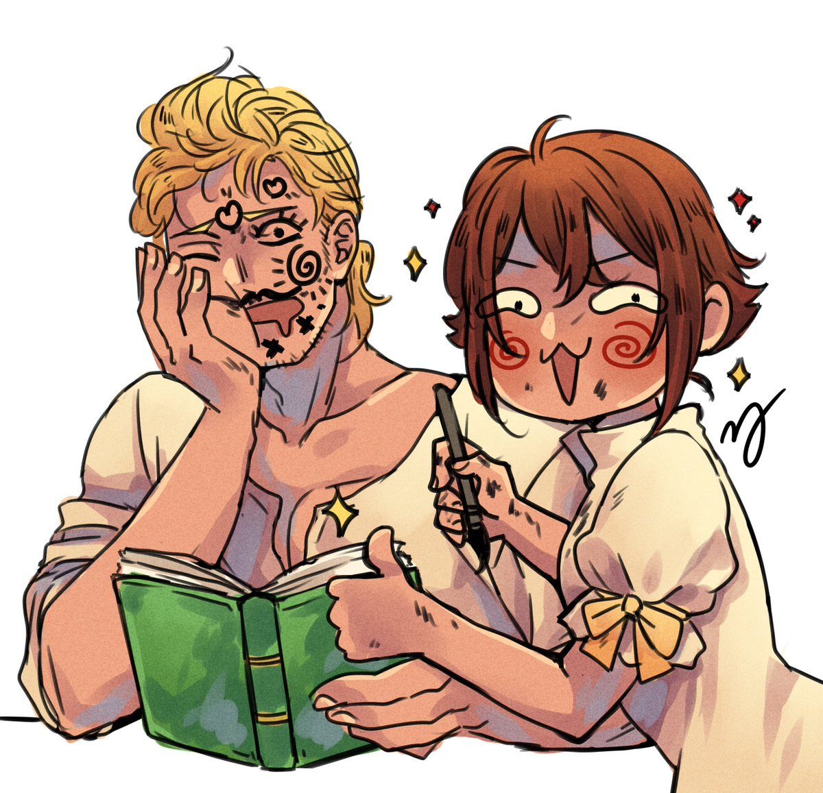 cookiekurimu's tweet photo. a classic prank for the good ol' alfyn 😈👍 #octopathtraveler #alfyn #tressa https://t.co/NaKjSYlG6e