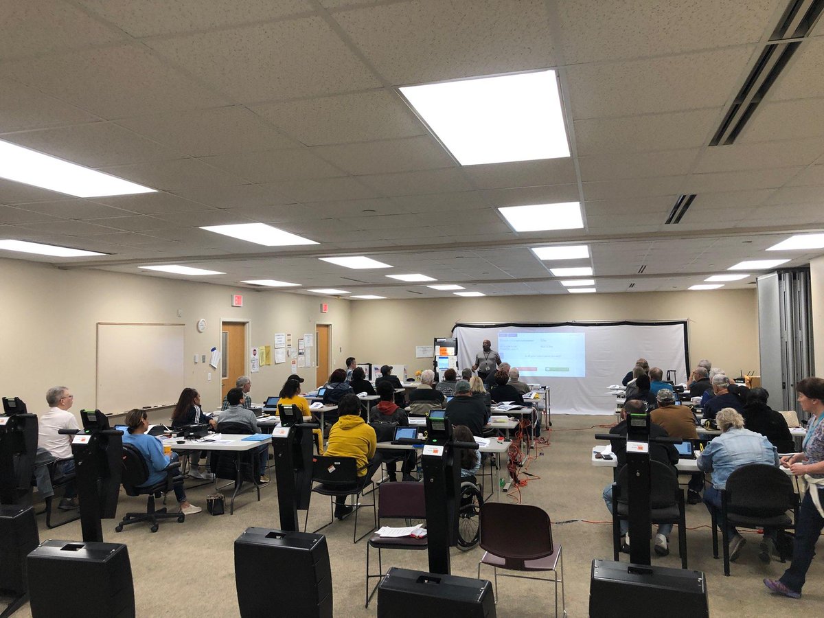 Our staff is hard at work training all the amazing people who signed up to work the election. Both PEO and Election night workers being trained right now!